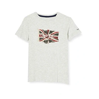 Abbildung von Pepe Jeans Herren Flag Logo S/S T Shirt, 913light Grey Marl, 14 Jahre