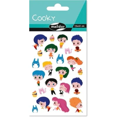 Abbildung von Maildor CY157C Packung mit 1 Bogen Cooky Stickers, 7,5x12cm, ideal für DIY Projekte, Pack, Manga