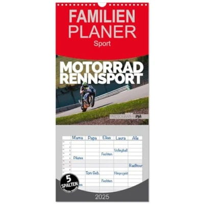 Abbildung von Familienplaner 2025 Motorrad Rennsport mit 5 Spalten (Wandkalender, 21 cm x 45 cm), CALVENDO