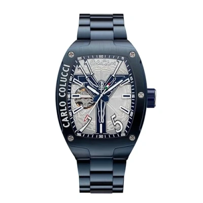Abbildung von Carlo Colucci Automatikuhr Uhr Grau edelstahlarmband blau, Herren, Größe: One Size, blau