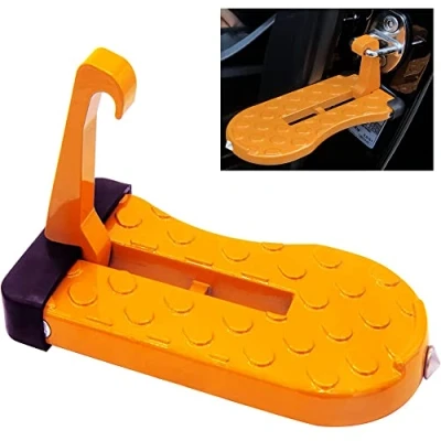 Abbildung von Ygapuzi Universal Auto Tür Verriegelung Schritt, Faltbare Dachträger Schritt mit Glas Fenster Breaker, Einfacher Zugang zum Dach für die meisten Auto, SUV, LKW, Max Last 400 LBS (Orange)