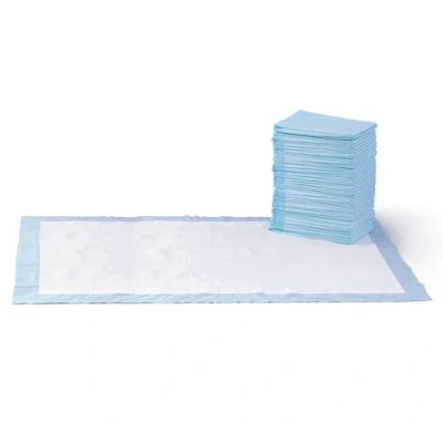 Abbildung von Amazon Basics Trainingspads für Hunde und Welpen, auslaufsicheres 5 lagiges Design mit schnell trocknender Oberfläche, Giant (40Stück), Blau
