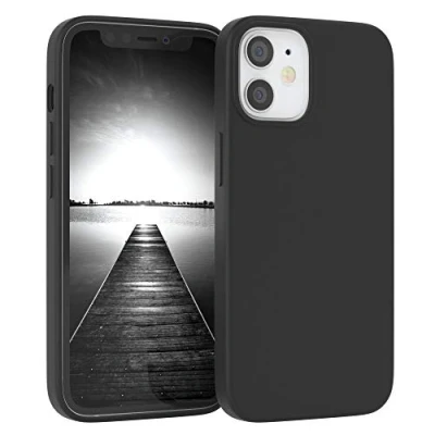 Abbildung von EAZY CASE Premium Silikon Handyhülle kompatibel mit iPhone 12 Mini, Slimcover Kameraschutz und Innenfutter, Silikonhülle, Schutzhülle, Bumper, Handy Case, Hülle, Softcase, Schwarz