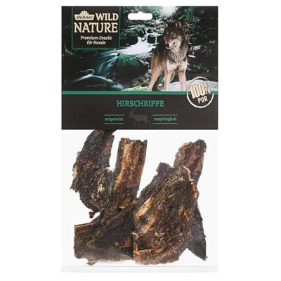 Abbildung von Dehner Wild Nature Hundesnack, Premium Leckerli glutenfrei / getreidefrei, Kausnack für Hunde, Hirschrippe, 200 g