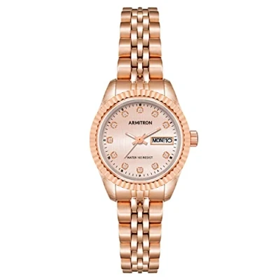 Abbildung von Armitron Women&#039;s Genuine Crystal Accented Day/Date Function Bracelet Watch, 75/2475 Rose Gold