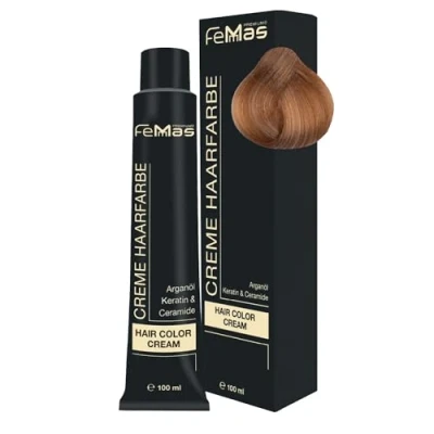 Abbildung von FemMas Haarfarbe Lichtblond Schokolade Intensiv 9.99 I Professionelle Creme mit Arganöl, Keratin &amp; Ceramiden dauerthafte Haarfärbung oder Tönung für strahlende Farbergebnisse 100 ml