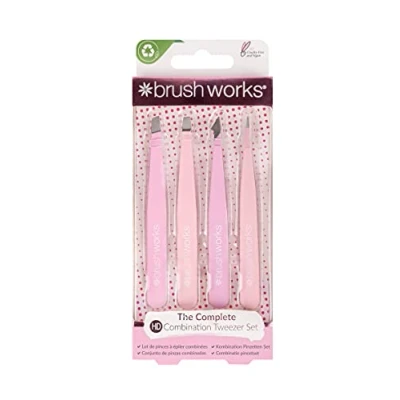 Abbildung von Brushworks 4 Piece Combination Tweezer SET Makeup Set, Damen, Größe: One Size, Pink