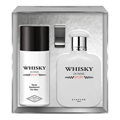 Abbildung von EVAFLORPARIS WHISKY SPORT Gift Box Eau de Toilette 100 ml + Déodorant 150 Money clip Set Natural Spray Men perfume, 520 g
