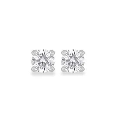 Abbildung von Tuscany Silver Damen Sterling Silber 9mm Rund Weiß Kubik Zirkonia Claw Stud Ohrringe 8.58.3189