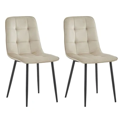 Abbildung von Colenis Ela Esszimmerstühle 2er Set Beige Samt Für Esszimmer, Küche &amp; Wohnzimmer Modernes Design