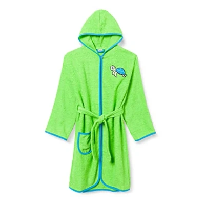 Abbildung von Playshoes Unisex Kinder Frottee Bademantel Morgenmantel, Schildkröte, 134/140