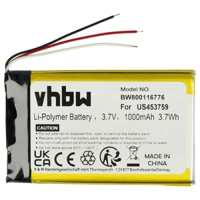 Abbildung von vhbw Akku kompatibel mit Sony Walkman NWZ ZX1 MP3 Player Musik (1000mAh, 3,7V, Li Polymer)
