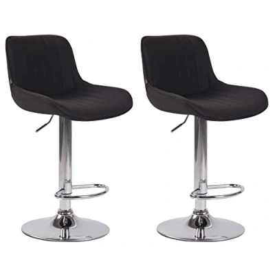 Abbildung von CLP 2er Set Barhocker Lentini Stoff I Thekenhocker Höhenverstellbar Barstühle Mit Fußstütze 360 Drehbar Tresenstühle Trompetenfuß, Farbe:schwarz, Gestell Farbe:Chrom