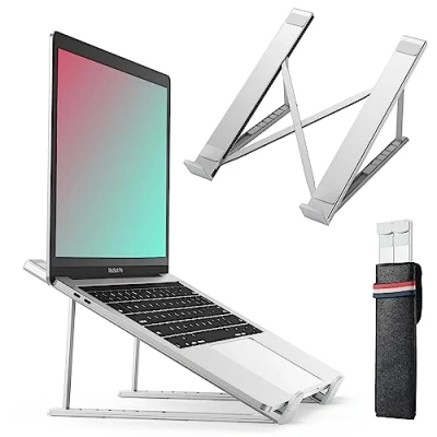 Abbildung von BHHB Laptop Ständer, Notebook ständer 6 Stufe höhenverstellbar, faltbar und Belüfteter Aluminium Laptopständer, kompatibel mit MacBook, iPad mehr 9 17 Laptops
