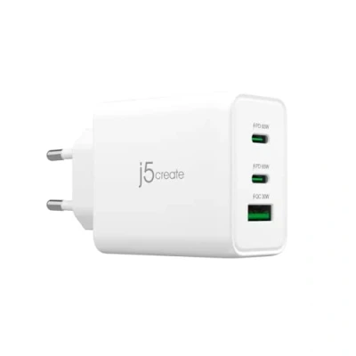 Abbildung von j5create 65W GaN USB C 3 Port Ladegerät, Kompakt und Kompatibel mit MacBook Pro/Air, iPhone 16/15, iPad Galaxy S24/S23, Steam Deck, Switch (JUP3365E)