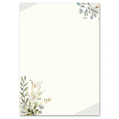 Abbildung von 100 Blatt Briefpapier Blumen &amp; Blüten GRÜNE ZWEIGE DIN A6 Format Paper Media