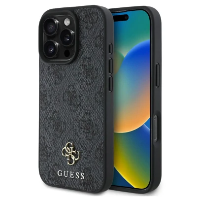 Abbildung von Apple iPhone 16 Pro Hülle MagSafe Kunststoff Guess Hard Case/Backcover Handyhülle Schwarz