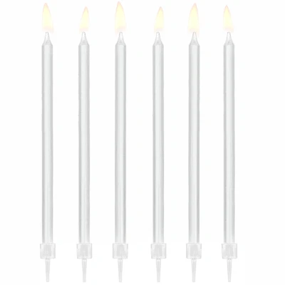 Abbildung von partydeco Geburtstagskerze, Geburtstagskerzen weiß 14cm, 12 Stück