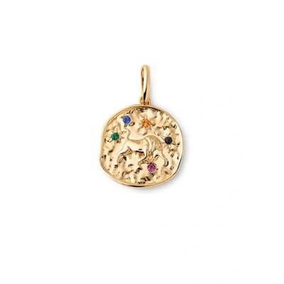 Abbildung von SINGULARU Charm Organic Colors Zodiac Stier Anhänger aus Sterlingsilber mit 18Kt vergoldetem Finish kombinierbar Halskette Damenschmuck