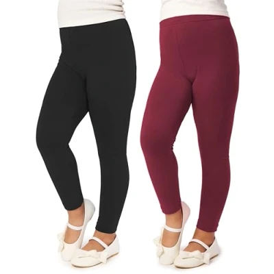 Abbildung von Merry Style Mädchen Lange Leggings aus Viskose 2 Pack MS10 130 (Schwarz/Weinrot (2Pack), 146 cm)