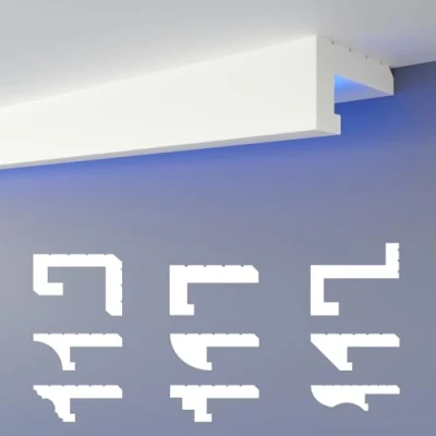 Abbildung von HEXIMO Eckprofil HLED 11 (LED Schattenfugenprofil Stuckleisten, indirekte Beleuchtung XPS Styropor Trockenbau Decke Stuck Deckenleisten (Muster 11)