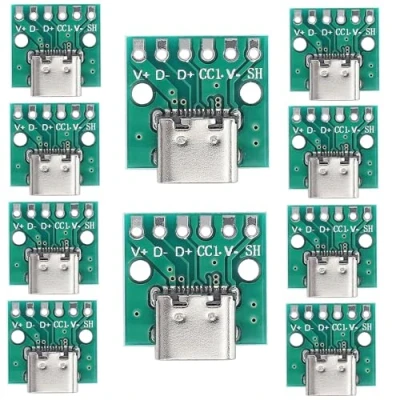 Abbildung von PENGLIN 10 Stück USB Typ C Buchse auf DIP Adapter mit Testplatine 2.54mm Pitch, 3.1 6P Konverter für DIY