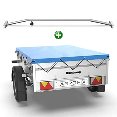 Abbildung von Tarpofix® Anhängerplane 150 x 100 cm + 1x Planenbügel Anhänger Plane Flachplane aus PVC PLANENMATERIAL Verstärkte Brenderup für DDR PKW Hänger Abdeckplane Flachplanenbügel