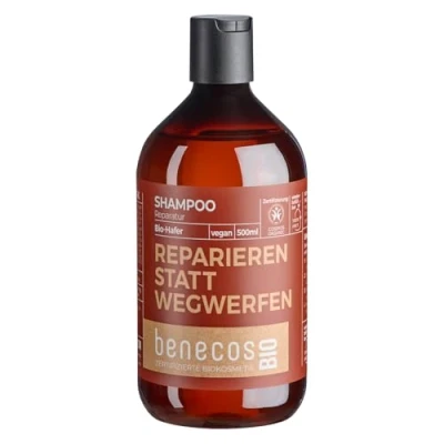 Abbildung von benecosBIO Shampoo Normales Haar BIO Hafer REPARIEREN STATT WEGWERFEN vegan recyceltes Plastik