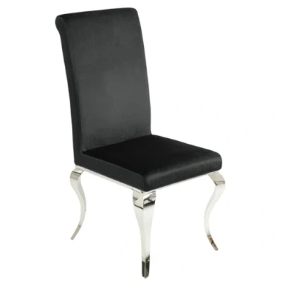 Abbildung von Invicta Interior Eleganter Stuhl MODERN BAROCK schwarz Stuhlbeine aus Edelstahl mit Negro Samt Lehnstuhl Esszimmerstuhl