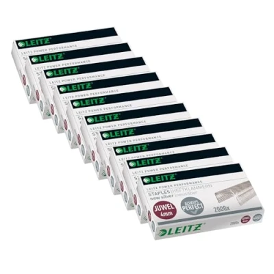Abbildung von Leitz Juwel Heftklammern 4 mm, 10 x Box mit je 2000 Stück, Neusilber, 56410000