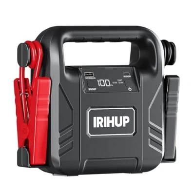 Abbildung von IRIHUP Starthilfe Powerbank,4000A 12V(Bis zu Alle Benzin oder 10 L Diesel) Auto 99.16wh Tragbare USB Ladegerät Batterie Booster Starthilfekabel und Überbrückungskabel (HW 200)