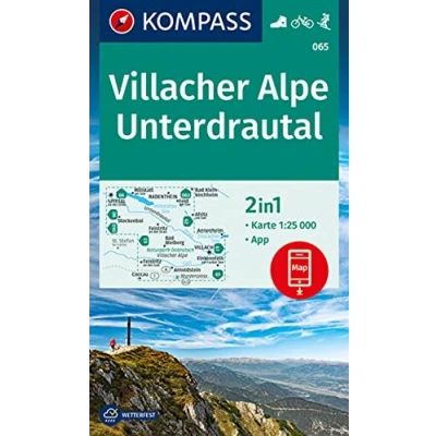 Abbildung von KOMPASS Wanderkarte 065 Villacher Alpe, Unterdrautal 1:25.000: 2in1 inklusive Karte zur offline Verwendung in der App. Fahrradfahren. Skitouren.