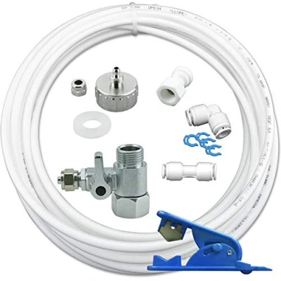 Abbildung von Wasserzulaufleitung Anschluss Set für Kühlschrank SBS 10m Wasserschlauch T Stück Fitting