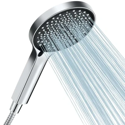 Abbildung von Cobbe Duschkopf Wassersparender, Sparduschkopf, mit Schlauch, Großem Regendusche Druckerhöhend, Wassersparender 3 Strahlarten, Schwarz/Chrom