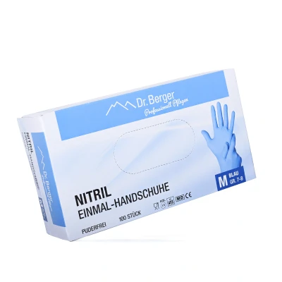 Abbildung von Nitril Einmalhandschuhe latex und puderfrei Blau Gr. M