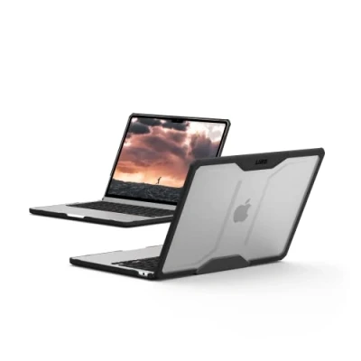 Abbildung von URBAN ARMOR GEAR Plyo Case für das Apple MacBook Air 13&quot; Zoll (M2/M3 2022/2024) Hülle [Sturzfeste Schutzhülle nach US Militärstandard, Freier Zugang zu Allen Anschlüssen] Ice/schwarz (transparent)