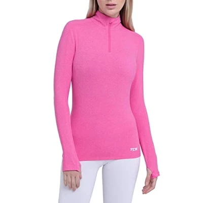 Abbildung von TCA Langarmshirt Damen Fusion Quickdry Laufshirt mit Reißverschlusstasche Rosa (1 tlg)