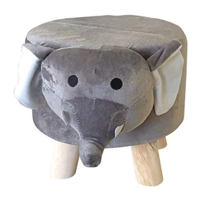 Abbildung von Fachhandel Plus Kinderhocker Elefant Tiermotiv Sitzhocker Polsterhocker Kinderstuhl Tierhocker Kinderzimmer Spielzimmer