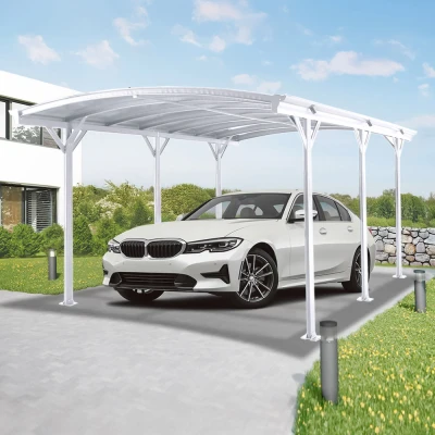 Abbildung von HOME DELUXE Einzelcarport Carport FALO, 240 cm Einfahrtshöhe, (inkl. Regenrinnen &amp; Doppelstegplatten), Maße: 505 x 300 226/240 inkl. Montagematerial
