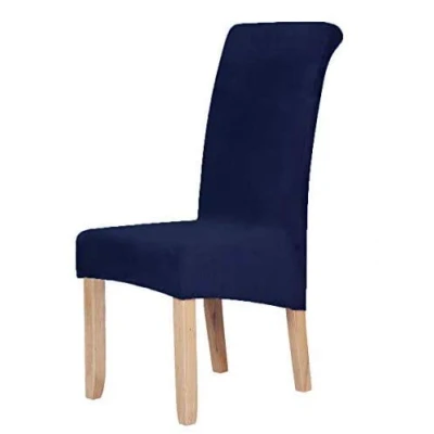 Abbildung von Homaxy Samt Stretch Esszimmer Stuhl Slipcover Satz von 4 Spandex Plüsch Kurze Deckt Solide Große Protector Home Decor, Marineblau