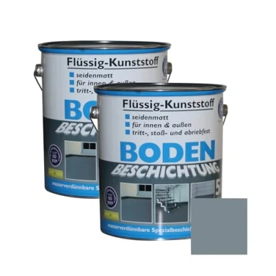 Abbildung von Dynamic24 10 Liter Flüssig Kunststoff Bodenbeschichtung 2x5L 100m² Betonfarbe Beton Beschichtung Boden Estrich Farbe Halle Estrichfarbe Bodenfarbe Innen Außen Keller Terrasse Kellerboden