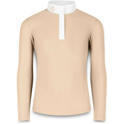 Abbildung von Wettkampfshirt Tokio Mädchen Langarm Beige Größe 150