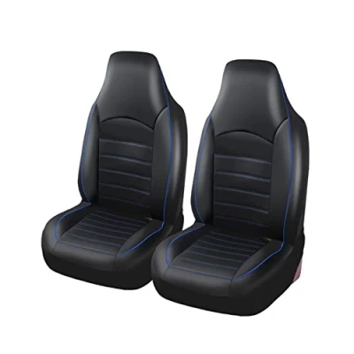 Abbildung von TOYOUN Klassisch Autositzbezüge Vordersitze Highback Sitzbezüge Auto 2er Universal Schonbezüge PU Leder Sitzschoner für Autositz Vorne Schwarz Blau Zubehör Innenraum