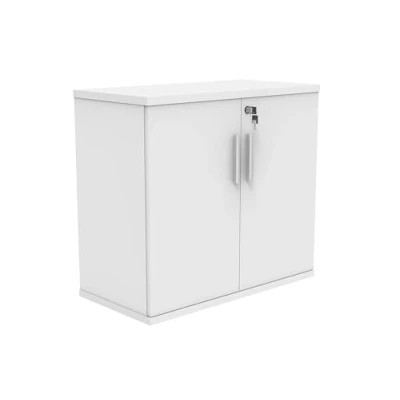 Abbildung von office hippo Strapazierfähiges, Robustes Möbelstück, anpassbare Regalbretter und Füße, vielseitiger verschließbarer Schrank, Bürostauraum, melaminbeschichtete Spanplatte, 80 x 40 73 cm, Arktikweiß