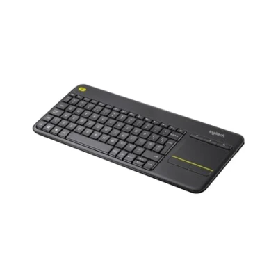 Abbildung von Logitech K400 Plus Kabellose TV Tastatur mit Touchpad, 2.4 GHz Verbindung via Unifying USB Empfänger, Programmierbare Multimedia Tasten, Windows/Android/ChromeOS, Tschechisch QWERTZ Layout Schwarz