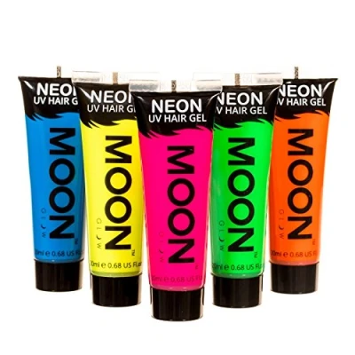 Abbildung von Moon Glow Neon UV Haargel, Set mit 5 Tuben, temporäre auswaschbare Haarfarbe, Spike und Leuchten! (Mehrfarbig, 20 ml (1 Stück))