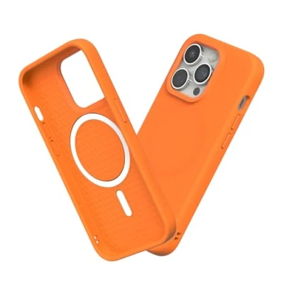 Abbildung von RhinoShield Hülle kompatibel mit [iPhone 14 Pro] SolidSuit MagSafe Stoßdämpfende &amp; schlanke Schutzhülle Premium Finish 3.5 Meter Fallschutz Neon Orange