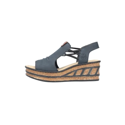 Abbildung von Rieker Damen Pantoletten 68175, Frauen Slipper,Backless Slipper,Gartenschuhe,Sommerschuhe,sommerclogs,Schlupfschuhe,Slides,blau (14),41 EU / 7.5 UK