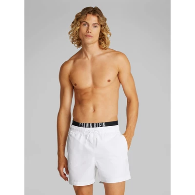 Abbildung von Calvin Klein Swimwear Medium Double WB Badeshorts, Herren, Größe: XL, Classic white
