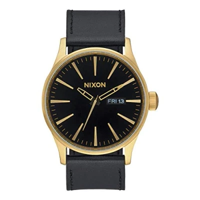 Abbildung von Nixon Armbanduhr Sentry Leder Gold / Black
